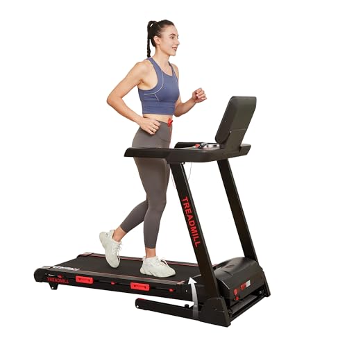 Image of Treadmill with Auto Incline,Home Folding Treadmill with Heart Sensor,3.5 HP Quiet Brushless, 8.7 MPH, Shuttle Buttons,48in*18in Running Area,Running Machine for Home Office Indoor Cardio Exercise