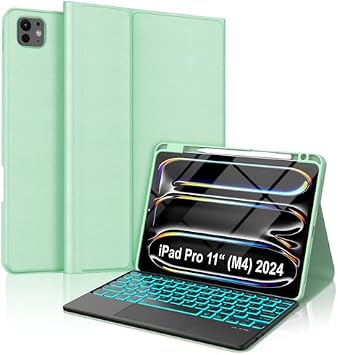 IVEOPPE for iPad Pro 11-inch Case with Keyboard M4 2024 | 7 Colors Backlit, Magnetic Wireless Bluetooth, Multi-Touch Trackpad, Stain-Resistant Protective Folio Cover, Rechargeable