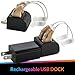Digital Hearing Amplifier - (Pair of 2) Noise Cancelling with One Touch Volume Control, No Programming Required, Near-Invisible Behind The Ear, Upgraded 2019 Design & Rechargeable USB Dock by MEDca