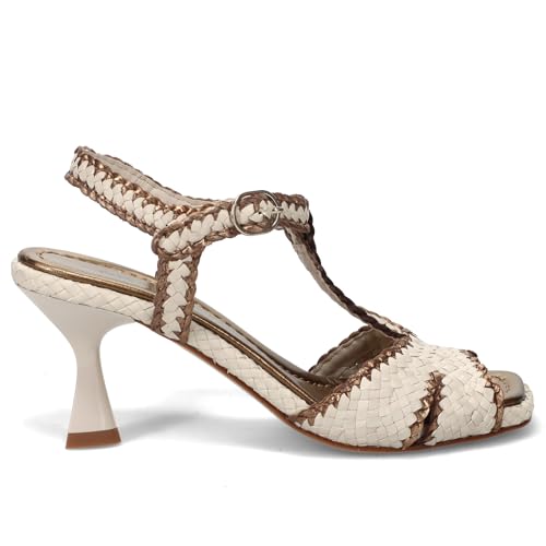 Pons quintana Sandalia Salinas de piel trenzada blanca y bronce - 10869 SALINAS - Talla, multicolor, 37.5 EU