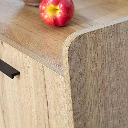 Ice Armor 99Jet200-3179 62" W Sideboard, Large Dining Server Cupboard Buffet Table With Two Storage Cabinets, Beige Oak #TOP5