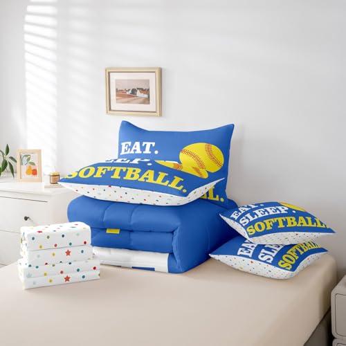 Image of Feelyou Softball Bedding Set Twin Size 7 Piece for Girls Boys Kids