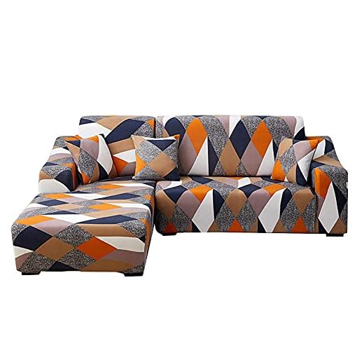 laamei Funda de Sofa Elástica Chaise Longue 2 Piezas Apartado Brazo Largo Derecho Izquierda Funda Cubre Sofá de Forma L Protector para Sofá de Poliéster