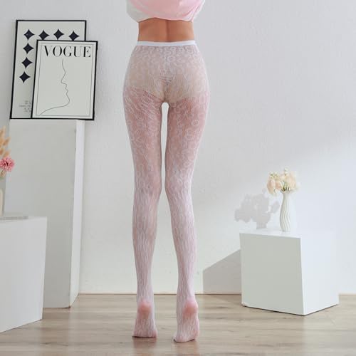Image of Sahabowi Fishnet Pantyhose For Women Sheer High Waist Tights Control Top Mesh Stockings, Pantyhose12