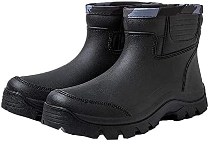 Gets Rain Boots for Mens Waterproof Light Rubber Ankle Boots for All Type of Weather (EU 43=US 10.5) Black