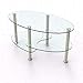 mecor Glass Coffee Table with 2 Tier Tempered Glass Boards & Sturdy Chrome Stainless Steel Legs-Clear Oval Glass End Table Coffee Tea Table Ideal for Home Office