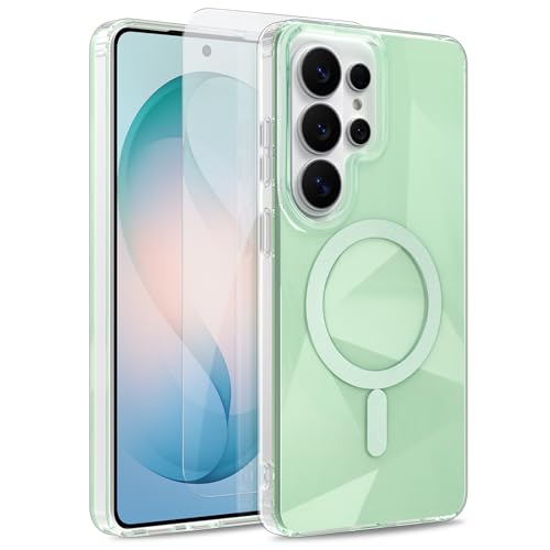 Image of Magnetic Case for Samsung Galaxy S26 Ultra [Compatible with Magsafe] [Anti-Yellowing] [1 Screen Protector] Shockproof Slim Iridescent Sparkly Case for Galaxy S26 Ultra 6.9 inch, Green
