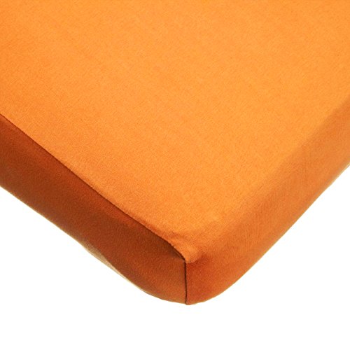 Image of TL Care Supreme 100% Natural Cotton Fitted Crib Sheet 52 inch x 28 inch, Enhanced Thickness for Soft, Breathable & Hypoallergenic Jersey Comfort, Orange, Neutral for Boys & Girls