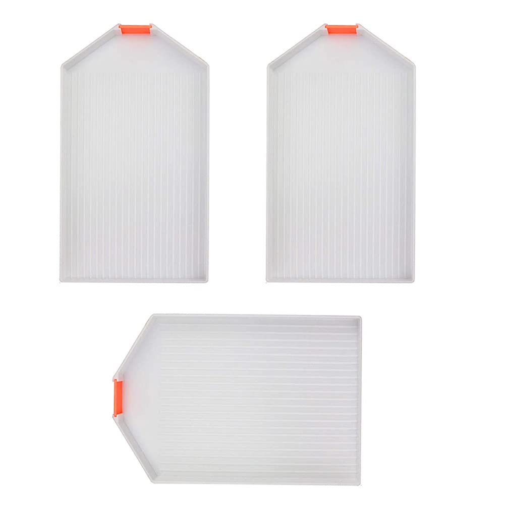 3 Pcs Large Plastic Bead Sorting Trays Diamond Painting Dotting Boards Rhinestone Plates for DIY Art Craft,16cm x9cm