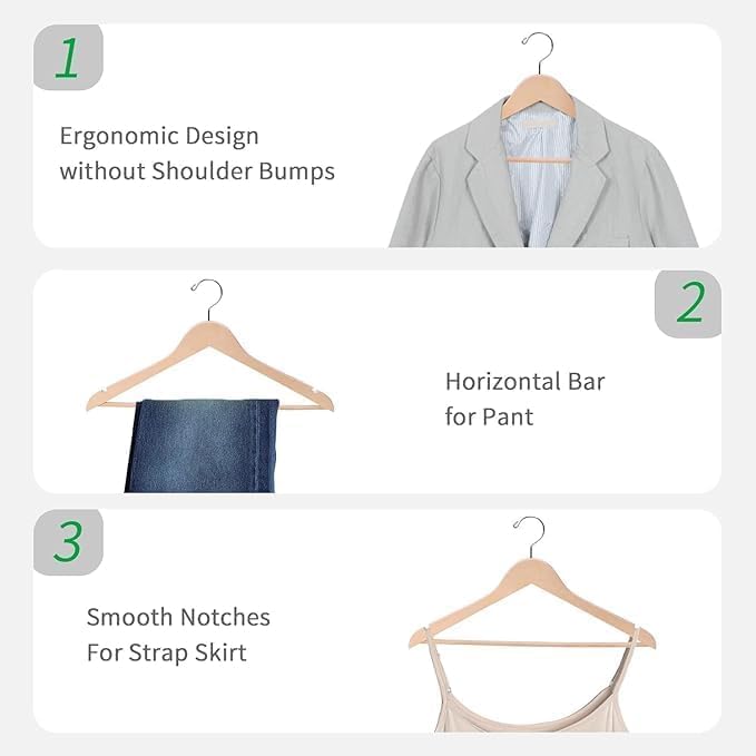 Image of HEA-vy Duty Plastic Hangers | Wooden Look, Non-Slip, Space-Saving Wardrobe Hanger for Clothes, Shirts, Suits & Coats (Pack of 5)