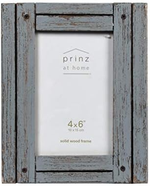 PRINZ Homestead 4-Inch by 6-Inch Rustic Wood Frame in Distressed Finish, Gray