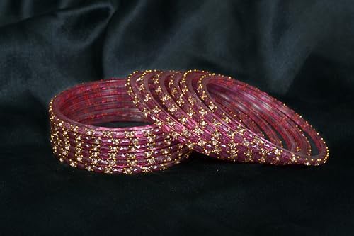 Image of Swara Creations Glass Bangles set for Women | Zirconwork Golden Raindrops Bangles Collection | Ethnic, Festive & Special Occassions(12Pcs)(SKU287)