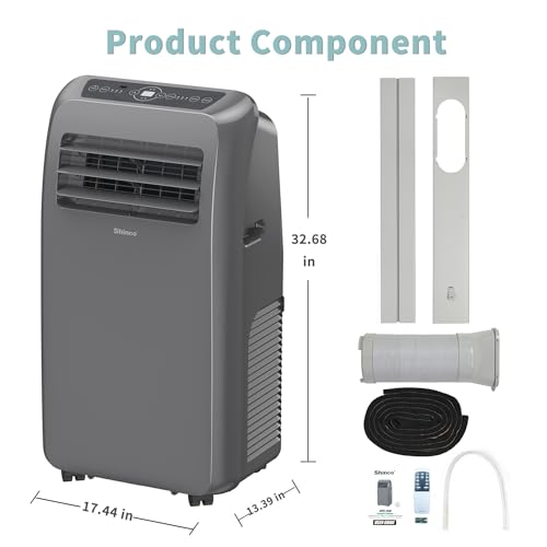 Image of Shinco 12,000 BTU Grey Portable Air Conditioner, Portable AC Unit with Built-in Cool, Dehumidifier&Fan Modes for Room up to 450 sq.ft, with Remote Control, 24 Hour Timer, Installation Kit