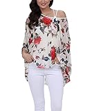 Nicetage Women Floral Loose Chiffon Blouse Caftan Poncho Tunic Tops 4289