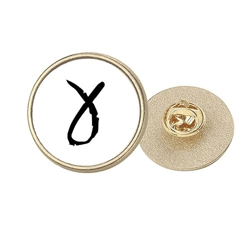 Broche alphabet grec en métal doré et contour gamma noir taille M