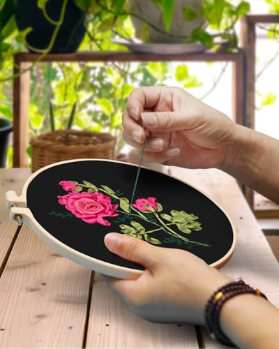 Image of TINDTOP Embroidery Kit for Adult, Ribbon Embroidery Kit for Beginners | for Craft Lover Hand Stitch with Embroidery Skill Techniques (FLowers)