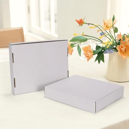 Image of HORLIMER 12x10x2 inches Shipping Boxes Set of 25, White Corrugated Cardboard Box Literature Mailer