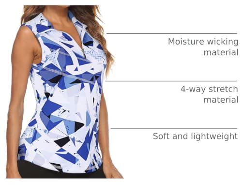 Image of Koscacy Women's Sleeveless Golf Tennis Polo Shirts Zip Up Dry Fit Workout Tank Tops Athletic Shirt