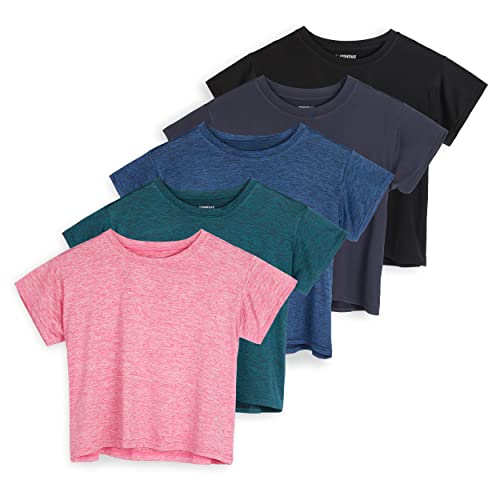 Real-Essentials-5-Pack-Womens-Dry-Fit-Crop-Top-Short-Sleeve-Crew-Neck-Stretch-Athletic-Tee-Available-in-Plus-Size