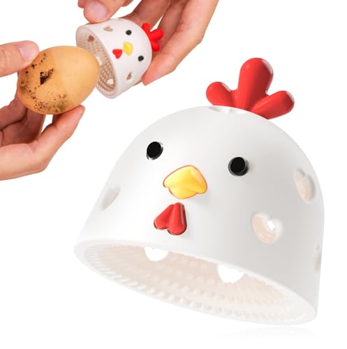 Silicone Egg Washer for Fresh Eggs, Multipurpose Cleaning Egg Brush Tool Funny Chick Shape Egg Scrubber Reusable Egg Brush Cleaner?White?