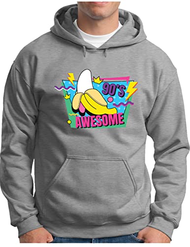 Hoodie OM3 Back to The 90's en coton gris mélangé pour homme de la taille S au 4XL