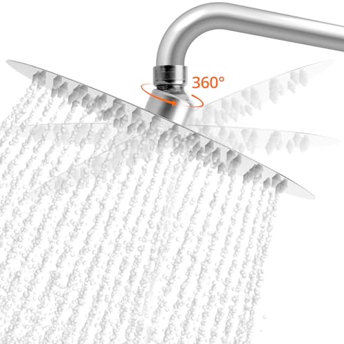 QWORK 8 Zoll Regenduschkopf, 360° verstellbarer Duschkopf, runder Duschkopf