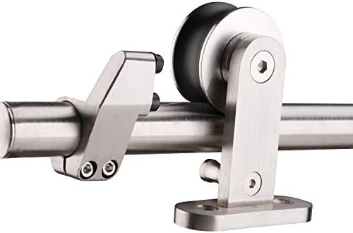 EaseLife 6.6 FT Stainless Steel Sliding Barn Wood Door Hardware Rail Kit,Heavy Duty,Top Mount,Anti-rust Anti-corresion,One Piece 6.6FT Track,Slid Smooth Quiet,Easy Install(6.6FT Track Single Door Kit)