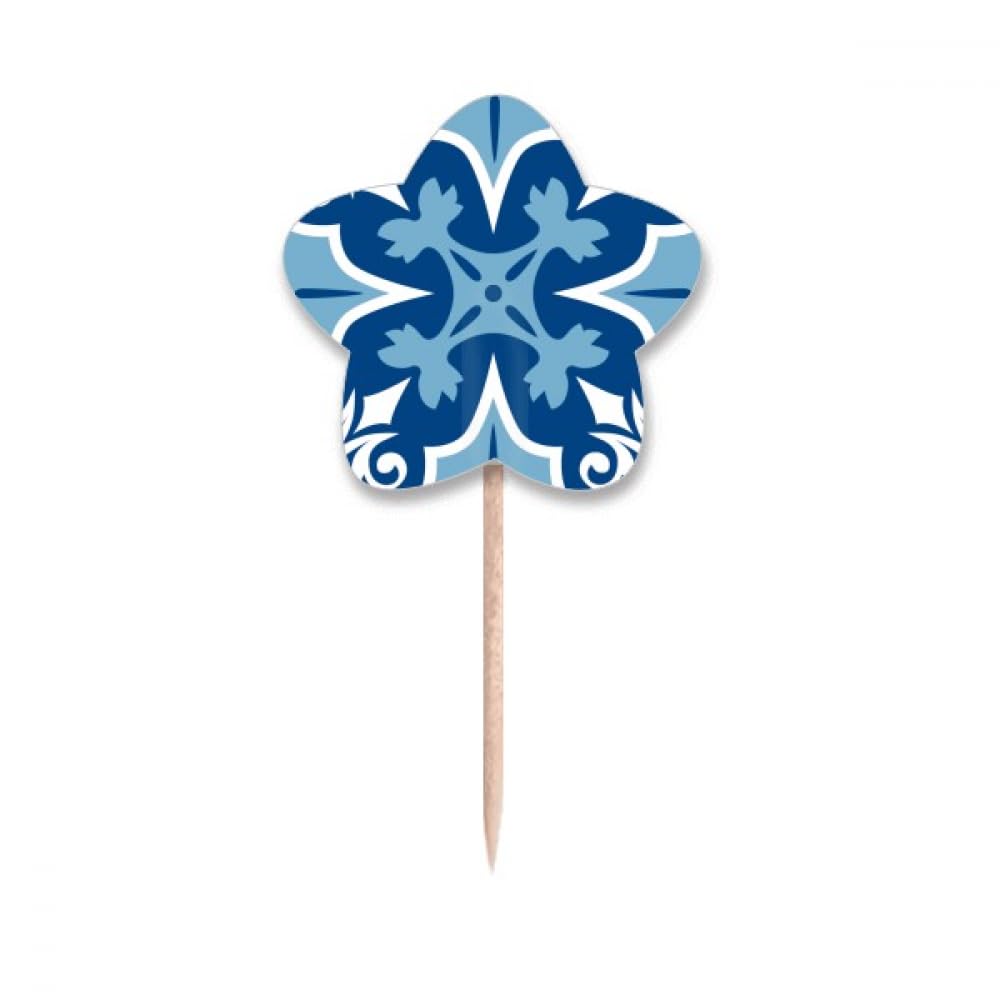 Cure-dents Maroc bleu motif floral pique bois aperitif cocktail tapas