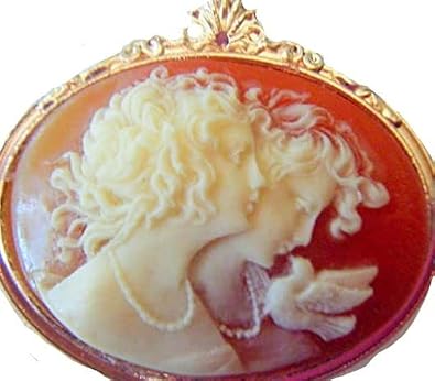 Brooch, Unisex Classical Two Sisters Rose Gold Plated Acrylic Cameo Pin + GIFT BAG
