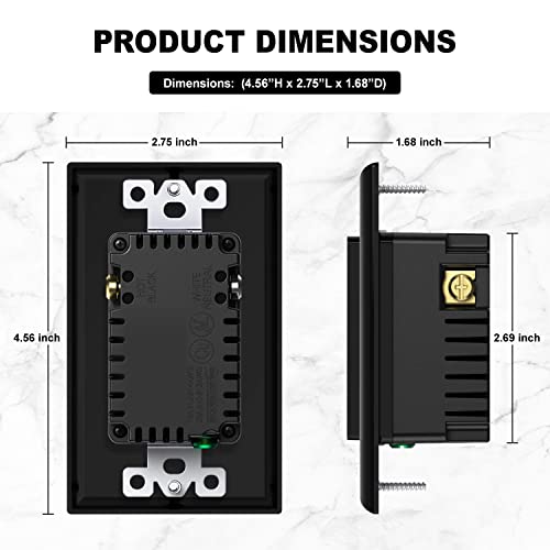 Usb C Outlet Pd 24W Power Delivery Receptacle 4.8A, Receptacle In-Wall Charger With 15 Amp, 125 Volt Tamper-Resistant Outlet, Black Not For Laptops Glossy Black(Usb C Pd 1Pack) #TOP2