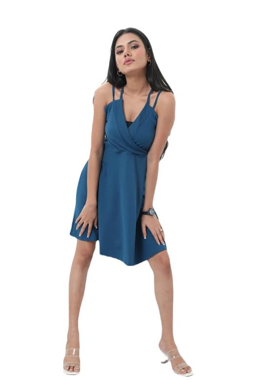 ZOE Cotton Blend Western Solid Mini Skirt for Women (Navy Blue, Free Size)