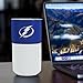 Rico Industries NHL Tampa Bay Lightning 16 oz Ceramic Tumbler with Silicone Grip, Deep Laser Engraved, Royal Blue and White Colored Design with Slide Lid, Travel Coffee Mug, Matte Glaze