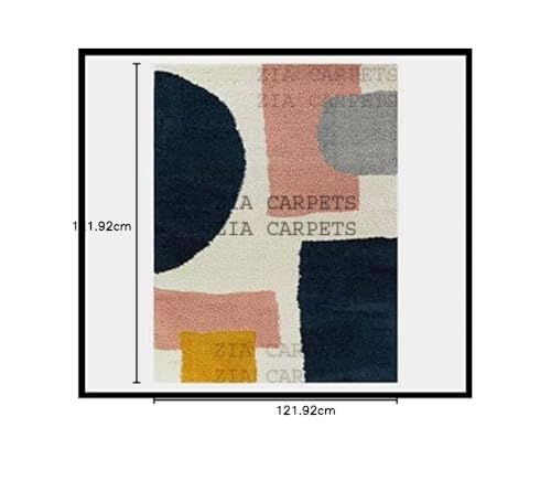 Image of Modern Quality Carpet /Trending Design Hand Woven Fluffy Rug /Mats for Bedroom /Dinning Hall /Living Room 2-inch Thick [Size 4x4 Feet Square]