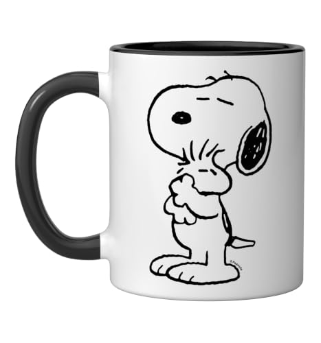 Peanuts - Snoopy Loves Woodstock Ceramic Mug, Black/White, 11oz