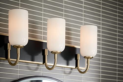 Kichler Solia 3-Light Bathroom Vanity Light Fixture, Modern Wall Light with Opal Glass in Champagne Bronze and Black, Damp Rated for Mirror Lighting (24 x 10.25), 55163CPZ by Kichler - Image 2