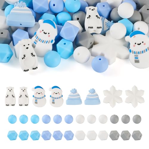 Perles de Noël en silicone pour créer des cadeaux et porte-clés faits main