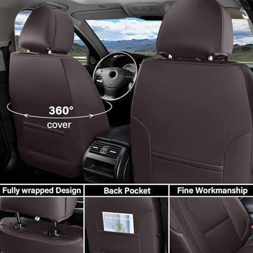Coverado Front Seat Covers for Ford F150, Leather Auto Seat Cover Fit 2015-2026 F150, 2017-2026 F250 F350 F450 (Brown) by Coverado - Used condition - Image 2