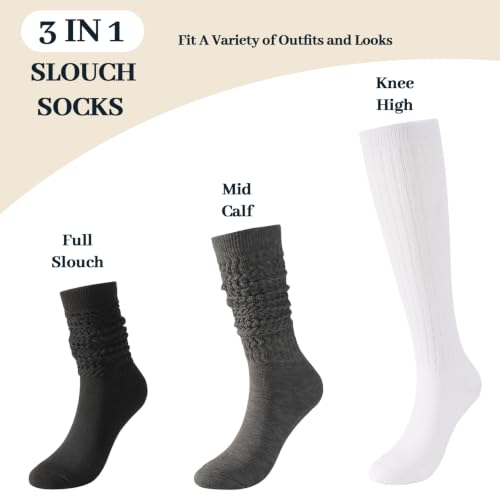 Image of Pleneal Slouchy Socks for Women Scrunch Sock Knit Chunky Crew Boot Socks
