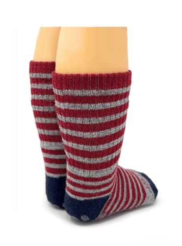 WARRIOR ALPACA SOCKS - Children's Comfort Cushioned Retro Mini-Stripe Quarter Crew - Unisex with Non-Skid Appliqués2