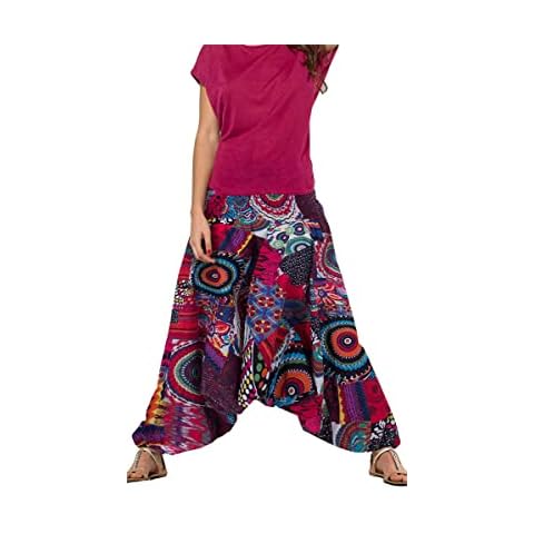 Coline Pantalones Harem de algodón Vintage 3 en 1 (Patchwork, Talla única) Cover