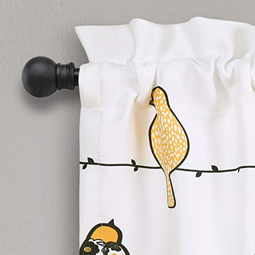 Lush Decor Rowley Birds Curtain Valance (Single Panel), 52" W x 18" L, Yellow & Gray, W 18" x L 52" (1 Panels) - Image 2
