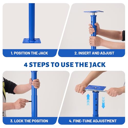 Image of House Floor Jack, 2 Pack 16070 lbs Structural Support Jack Stand for Basement, Beam and Floor Support, Mobile Home Leveling Post Pole, Adjustable Steel Jack Post