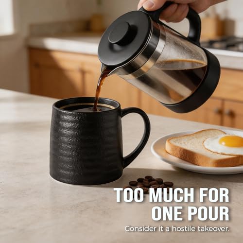 Taza de cerámica 21 oz con acabado mate negro texturizado miniatura 2