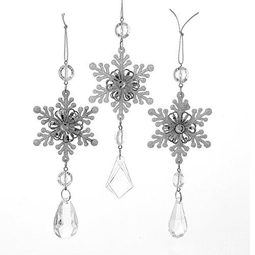 Kurt Adler D1263 Snowflake Drop Christmas Ornaments 3 Assorted