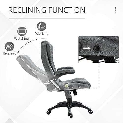 Vinsetto 6 Vibrating Massage Office Chair, 5 Modes High Back Executive Heated Chair With Reclining Backrest Padded Armrest, Deep Grey #TOP5