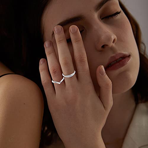 ADRAMATA-3Pcs-Stainless-Steel-Rings-for-Women-Engagement-Wave-Ring-Cute-Love-Knot-Rings-Feather-Band-Rings-Knuckle-Stackable-Rings-Trendy-Thumb-Rings-Midi-Friendship-Rings-Silver-Rings-Jewelry-Size-4-