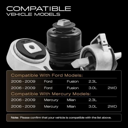 3PCS Engine Motor Mount Set Compatible with Ford Fusion and Mercury Milan by TAHIKO - Used condition - Image 2