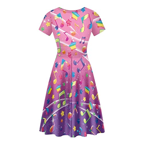 Image of POLERO Sunflower Dress for Women Floral Summer Dresses Short Sleeve Casual Sundresses Midi Dresses