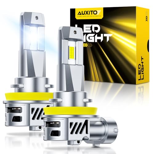 AUXITO H11 LED Bulb, 900% Brighter, 3 Min Quick Install, 20 Years Lifespan, No Flicker, 99% Compatibility Fog Lights, Pack of 2