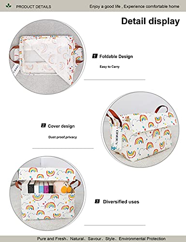 Image of Rectangular Rainbow Storage Basket for Kids with Lid